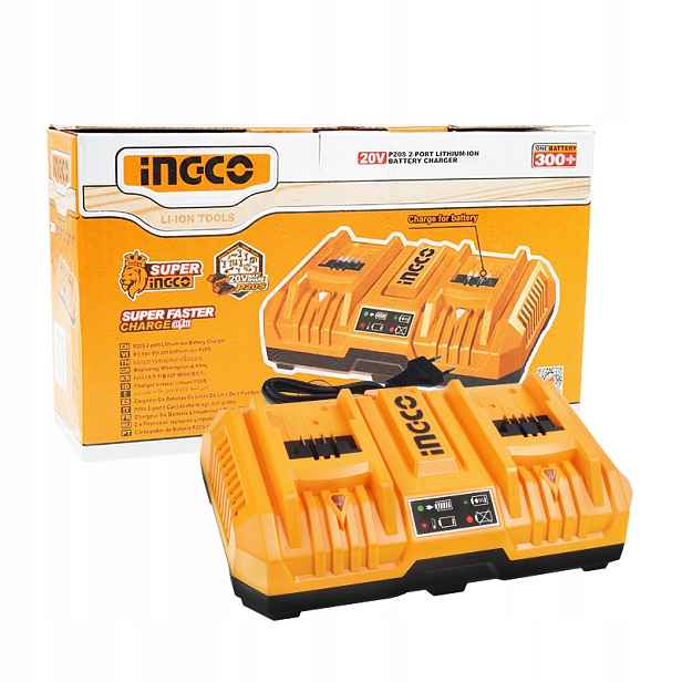 Nabíječka pro lithium-iontové akumulátory 20V, 2 porty 4A 4A