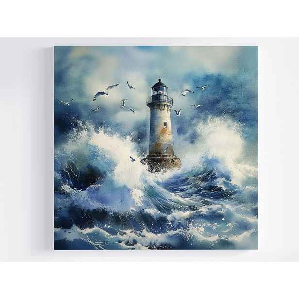 Obraz Na Plátně Canvas Maják Moře Voda Vlny Bouře Mewy 50x50