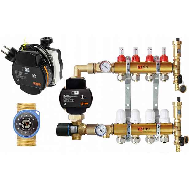 Rozdělovač 5 Podlahového Vytápění Pro Kobercovou Podlahu Elektronická Pumpa Pwm