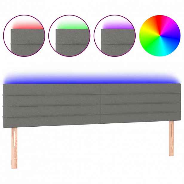 vidaXL Čelo postele s LED tmavě šedé 180x5x78/88 cm textil