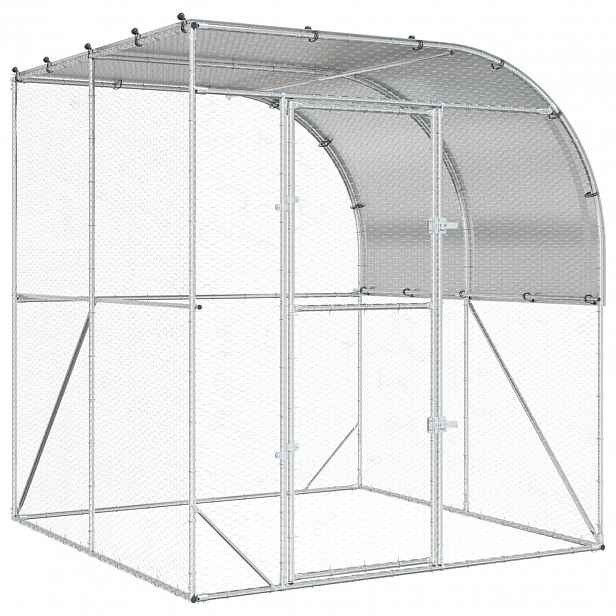 vidaXL Kuřecí kurník Stříbrná 200 x 200 x 215 cm Pozinkovaná ocel