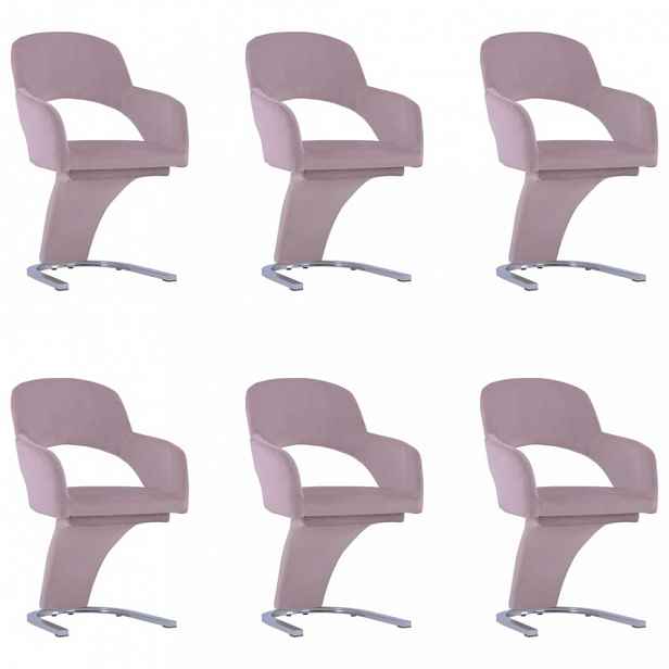 Jídelní židle 6 ks samet / chrom Světle růžová