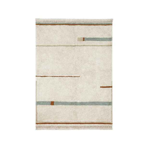 Modro-krémový pratelný ručně tkaný bavlněný koberec 90x130 cm Lanes Vintage Blue – Lorena Canals