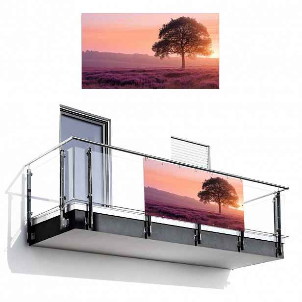 MuchoWow BALKONOVÁ ZÁSTĚNA Strom - vřes - východ slunce 200x110 cm