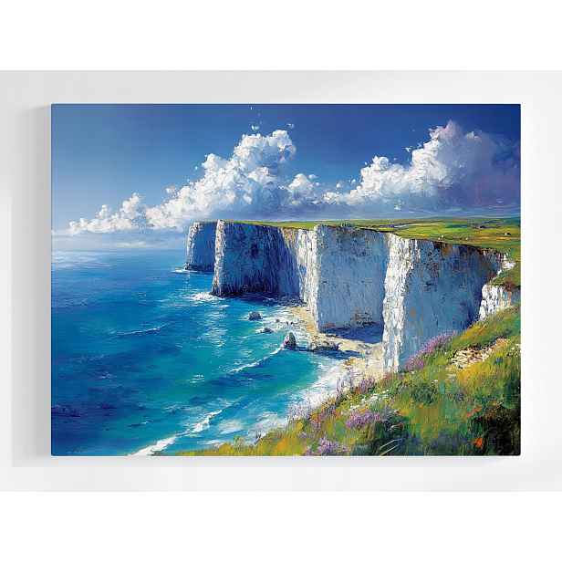 Plakát Krajina Bílé Útesy Dover Moře Skály Květiny 100x75