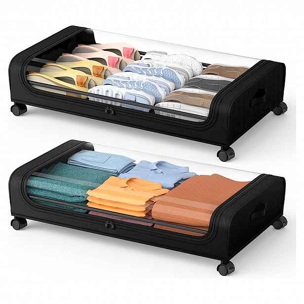 Organizér Pod Postel 78,5X44 CM Pro Uložení Ložního Prádla Se Zámkem, 2 Ks