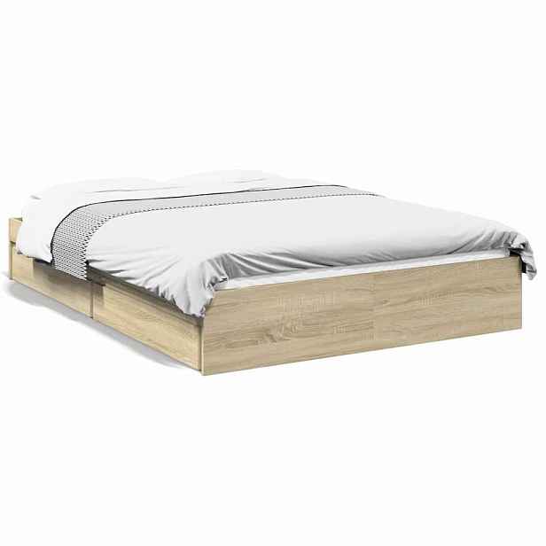 vidaXL Rám postele se zásuvkami dub sonoma 120x200 cm kompozitní dřevo