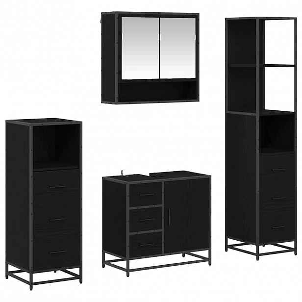 vidaXL Sada koupelnového nábytku 4 ks Černý dub 65 x 33 x 60 cm
