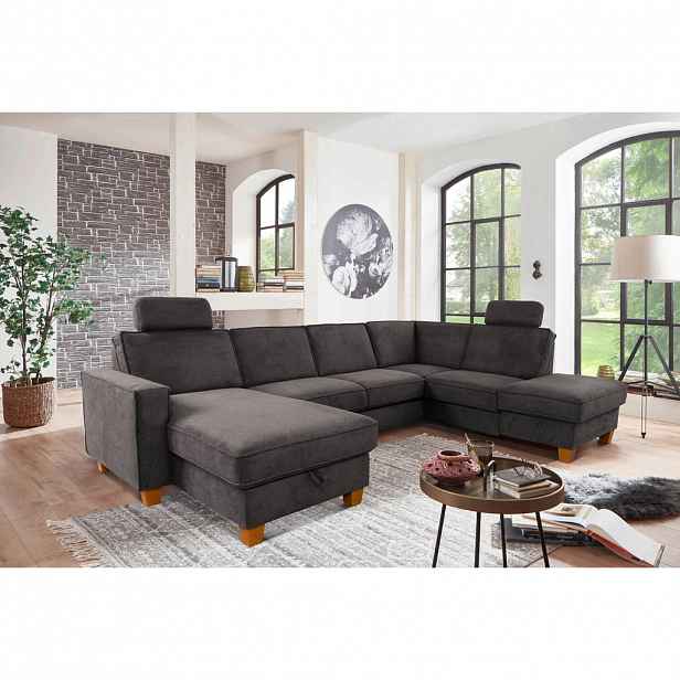 Sit & More SEDACÍ SOUPRAVA, textil, tmavě šedá