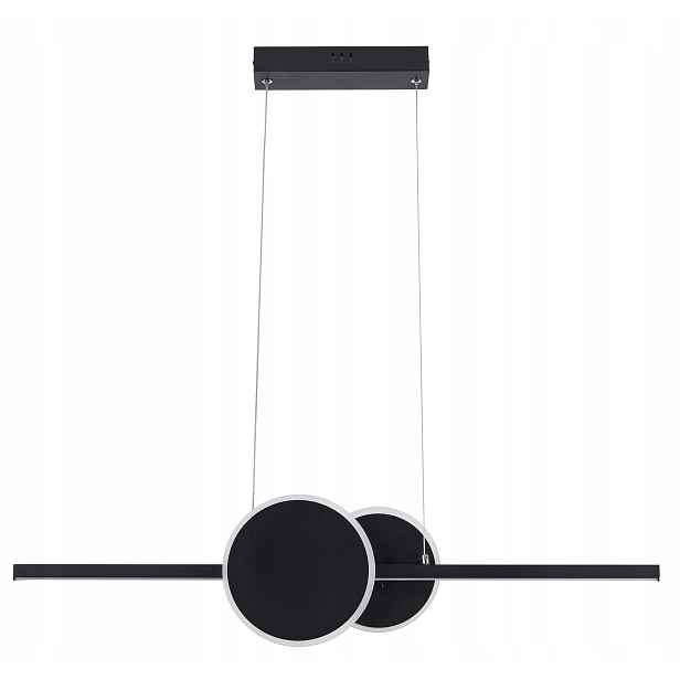 Dekorativní závěsná lampa, moderní černá, dva kruhy a Led lišta Reality