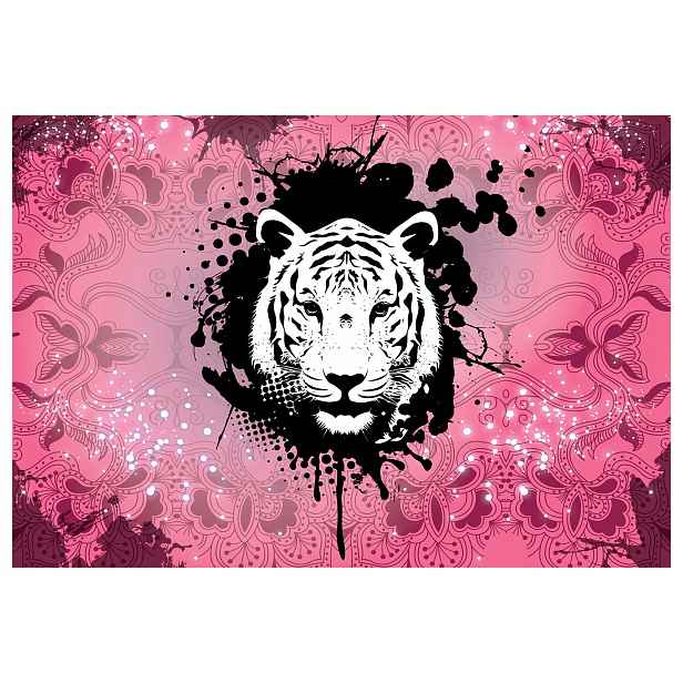 Fototapeta Tygr abstrakce pop-art růžová černá a bílá design 312x219 lepidlo