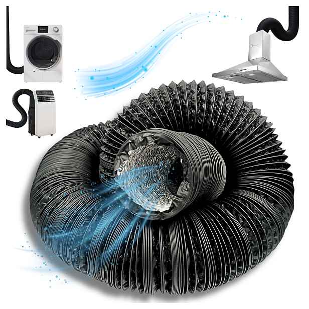 Kabel Trubka Spiro Černý Ventilační Hliníkový Elastický 125 mm 10 m