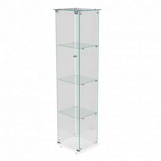 SHOPENTRA VITRÍNA 40x163cm s LED pásky, tvrzené bezpečnostní sklo, bílá, uzamykatelná