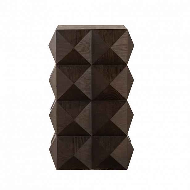 STILVORA PŘÍDAVNÝ STŮL v hnědé barvě s 3D reliéfem do ložnice a obýváku, 37×37×60 cm