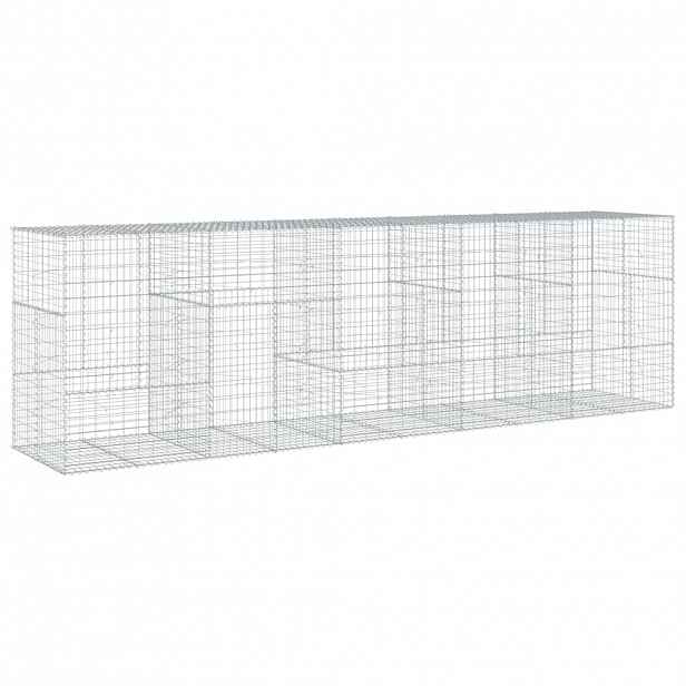 vidaXL Gabionový koš s víkem 500 x 100 x 150 cm pozinkované železo