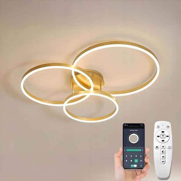 stropní svítidlo Led Zlatá Stmívatelná 82 CM S Dálkovým Ovládáním 74 W
