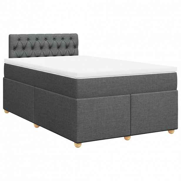 vidaXL Box spring postel s matrací tmavě šedá 120x200 cm textil