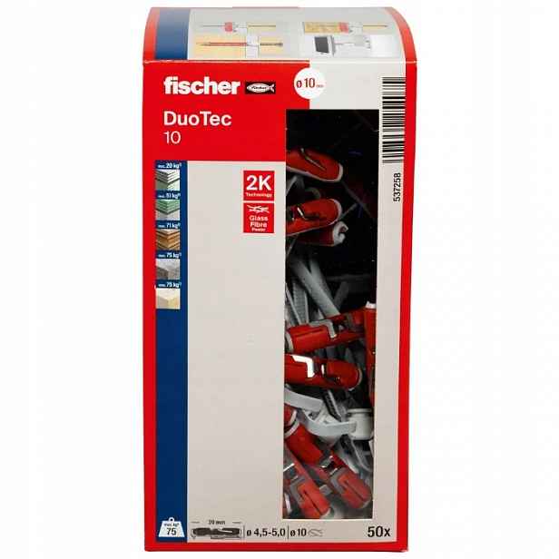 Fischer DuoTec 10 upínací kolík pro Gk, Osb, Mdf a betonu, 50 ks