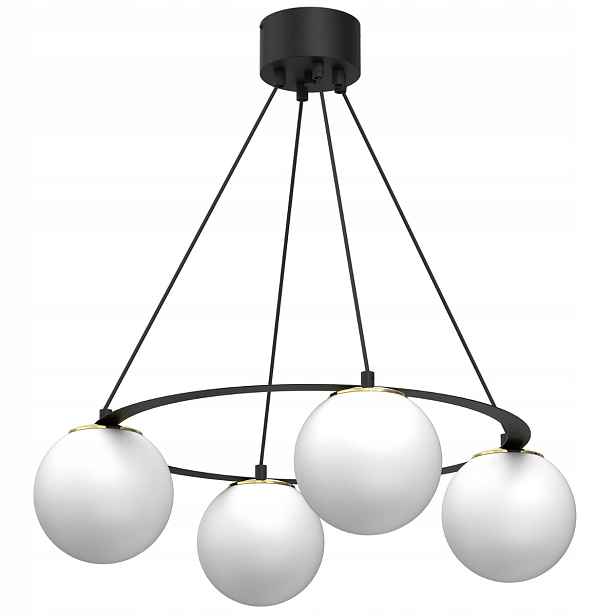 Závěsná lampa Luminex Ballo, černá, 4xE27 15W, skleněné koule, moderní