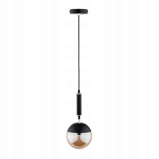 Moderní závěsná lampa černo-zlatá skleněná koule 1xE14 10W Alfa