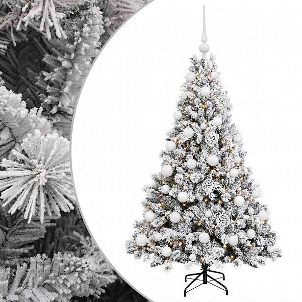 vidaXL Umělý vánoční stromek s baňkami 120 cm 150 LED Teplá bílá