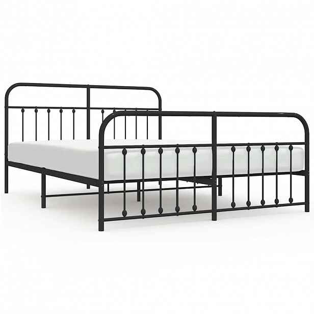 vidaXL Kovový rám postele s hlavovým a nožním čelem černý 183 x 213 cm
