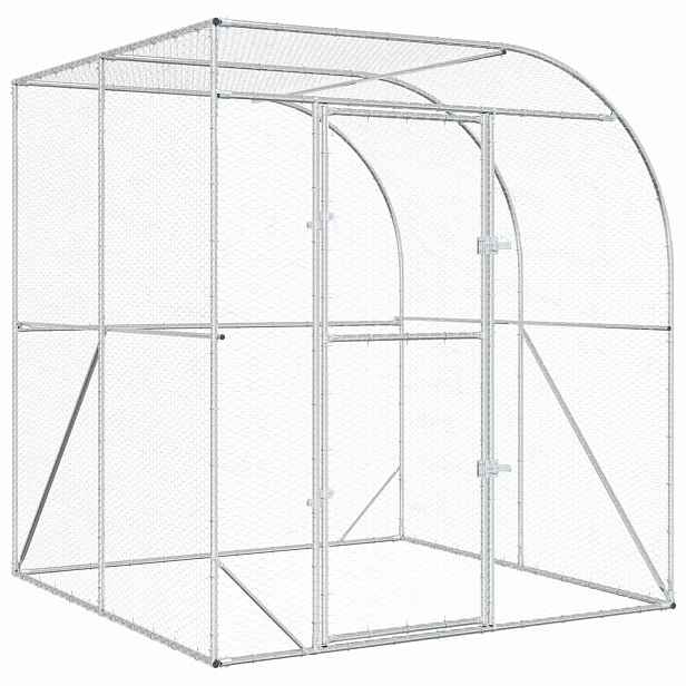 vidaXL Kuřecí kurník Stříbrná 200 x 200 x 215 cm Pozinkovaná ocel