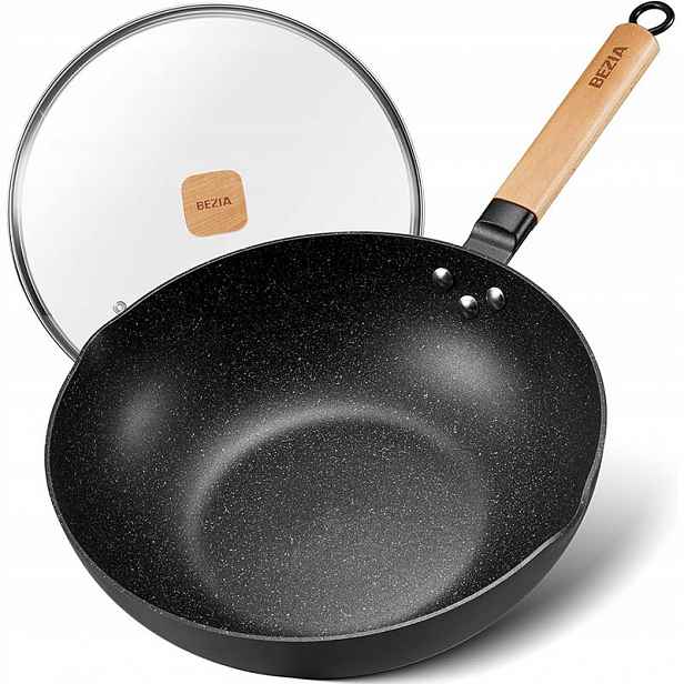 Indukční wok pánev s poklicí N12421, 30 cm, černá