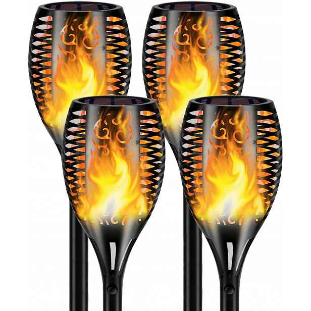 Solární Zahradní Lampa Pochodeň Led Vodotěsná IP65 Plamen 4ks Sada
