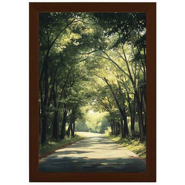 Plakát Rámeček Dřevo Krajina Příroda Stromy Aleje Cesta Slunce Léto 40x60