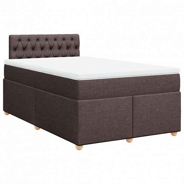 vidaXL Box spring postel s matrací tmavě hnědá 120x200 cm textil