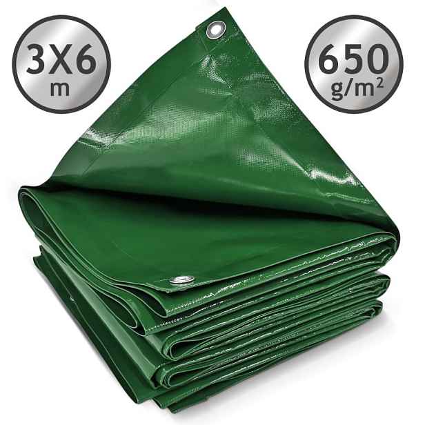 JAGO Plachta 650 g/m², hliníková oka, zelená, 3 x 6 m