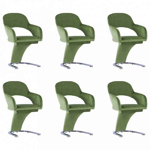 Jídelní židle 6 ks samet / chrom Zelená