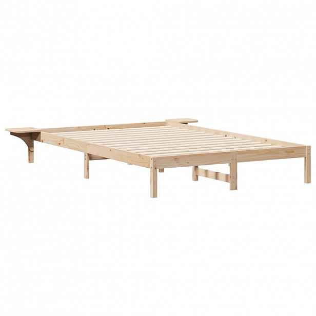 vidaXL Postelový rám s nočními stolky Přírodní 140 x 210 cm
