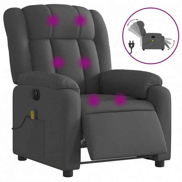 vidaXL Elektrické masážní polohovací křeslo tmavě šedé textil