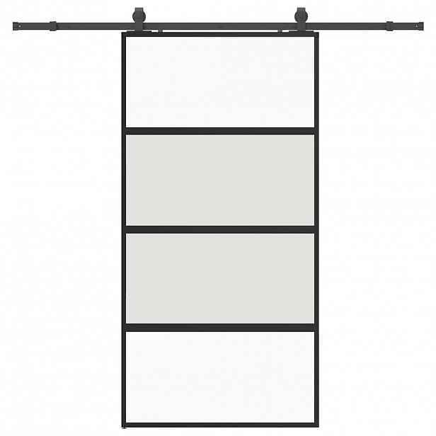 vidaXL Posuvné dveře se sadou kování černé 102,5x205 cm Tvrzené sklo