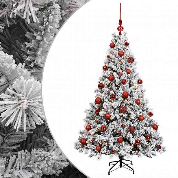 vidaXL Umělý vánoční stromek s baňkami 120 cm 150 LED Teplá bílá