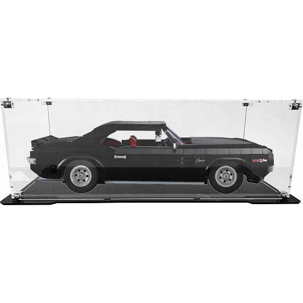 Vitrína s černou základnou pro stavebnici Lego 10304 Icons Chevrolet Camaro Z28