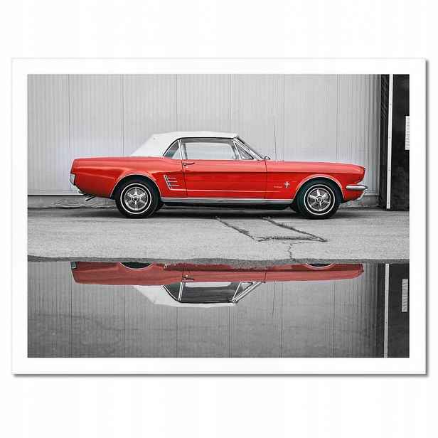 Plakáty v rámu 40x30 Červený Ford Mustang Usa