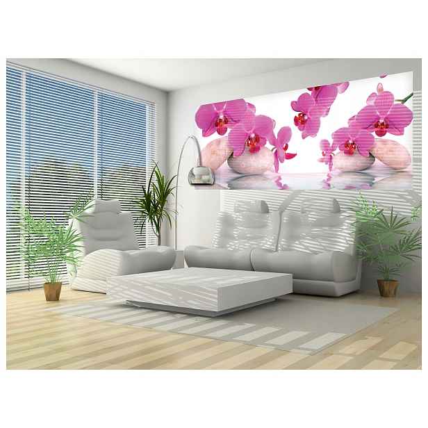 Fototapeta Růžové orchideje Kameny Relax 250x104 Harmonie Klid lepidlo
