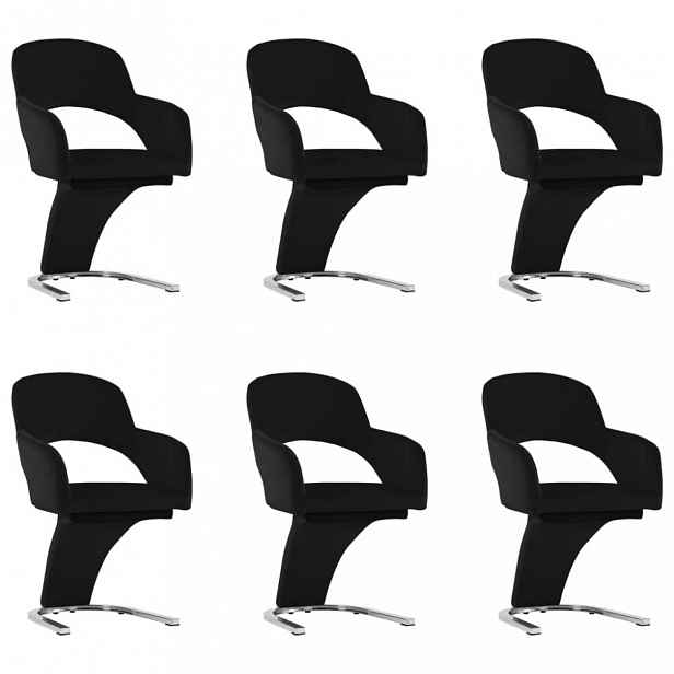 Jídelní židle 6 ks samet / chrom Černá