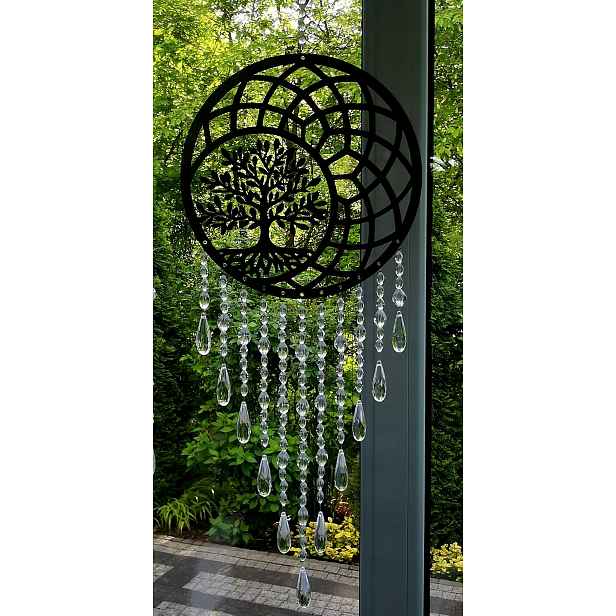 Panel lapač mandala 120 cm Na Okno Korálky- Eben