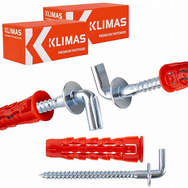 Rozpěrné hmoždinky s hákem 6x30 mm 100 Ks Univerzální pro jakýkoli podklad Sfxl
