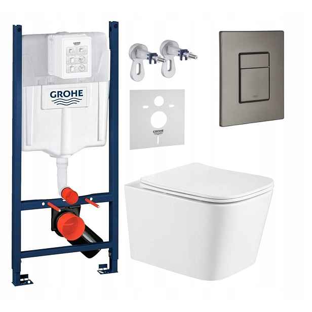 Sada Wc Grohe Rapid s mísou Alba Tornado tlačítko grafit kartáčované