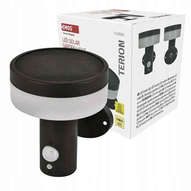 Solární Led nástěnné svítidlo Fasádní lampa s Pir senzorem Terion Emos