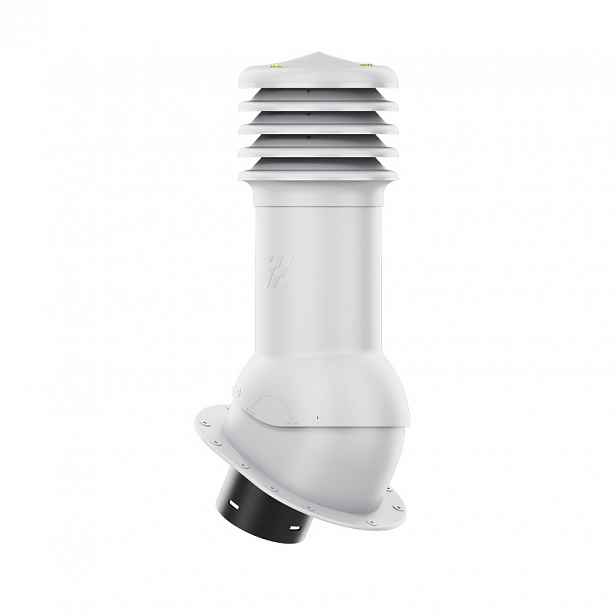 Větrací komín HiVent s plochou základnou, profil Pi, průměr 125 mm, barva šedá