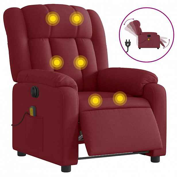 vidaXL Elektrické masážní polohovací křeslo vínové textil