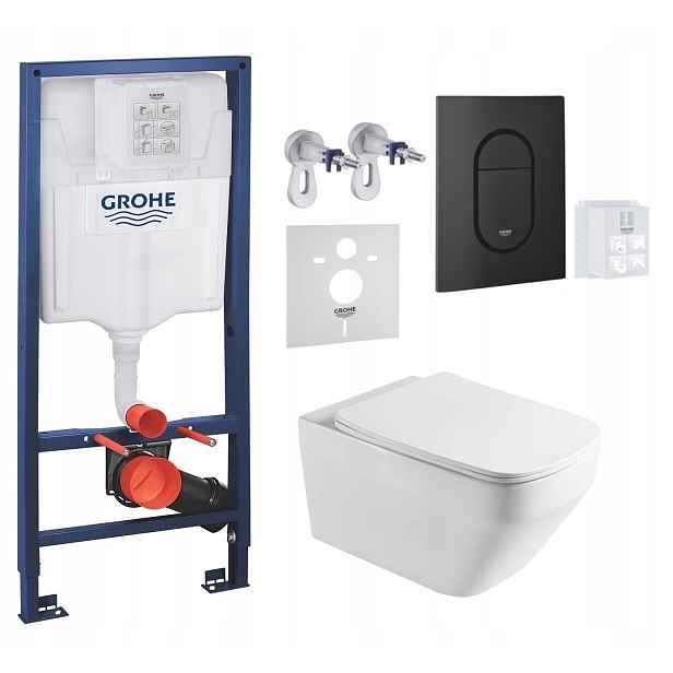 Grohe Wc stojan Rapid s mísou Wc Naron Tornado a tlačítkem černý mat