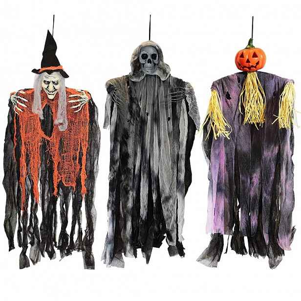 Halloweenská Strašidla Závěsná 3 Ks 90 CM Čarodějnice Sklizeň Dýně