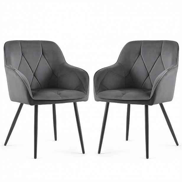 Set 2x čalouněná jídelní židle DALMIRA - tmavý grafit
